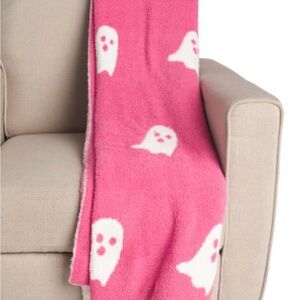 Cupcakes & Cashmere Hot Pink and White Ghost Throw